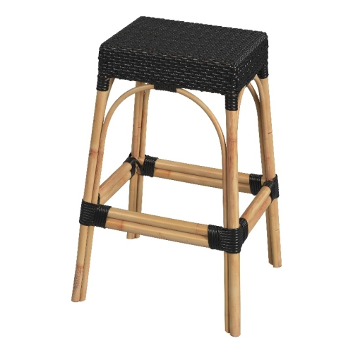BUTLER SPECIALTY  Company Robias Rectangular Rattan 30" Bar Stool - In Black
