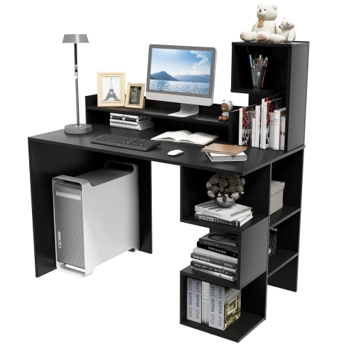 Gymax 48'' Modern Computer Desk Home Office Workstation w/ Hutch & Storage Shelves