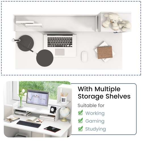 Gymax 48'' Modern Computer Desk Home Office Workstation w/ Hutch & Storage Shelves