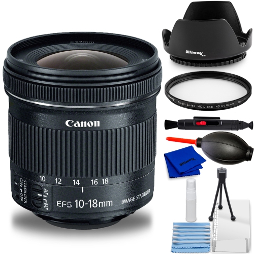 Canon EF-S 10-18mm f/4.5-5.6 IS STM Lens - 7PC Accessory Bundle