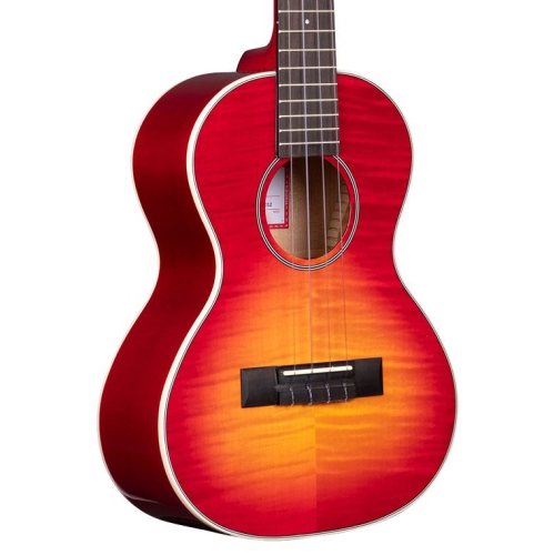 Kala Gloss Flame Maple Tenor Ukulele - Cherry Burst