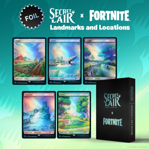 Jeu de société Magic: Jeu de cartes à collectionner The Gathering Secret Lair x Fortnite: Points de repère et emplacements – Feuille métallique