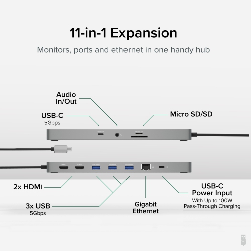 Plugable USBC-11IN1E USB-C 11-IN-1 Hub With Ethernet
