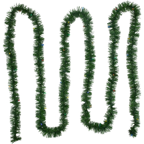 NORTHLIGHT  Pre-Lit Led Battery Operated Pine Artificial Christmas Garland - 18' X 3" - Multicolor Lights