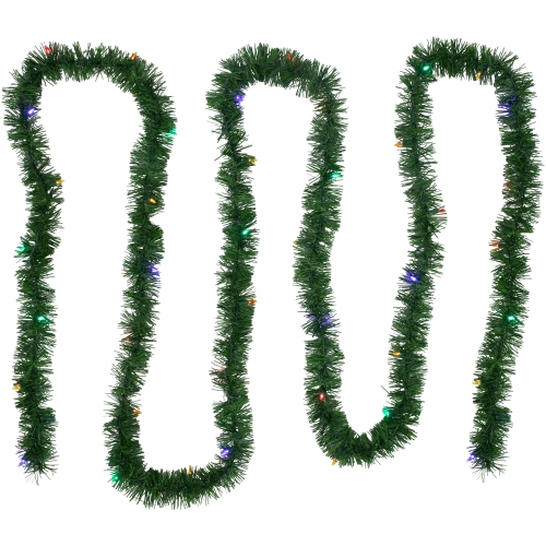 18' x 3" Pre-Lit Pine Artificial Christmas Garland, Multicolor LED Lights