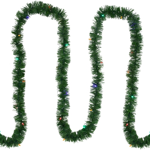 18' x 3" Pre-Lit Pine Artificial Christmas Garland, Multicolor LED Lights