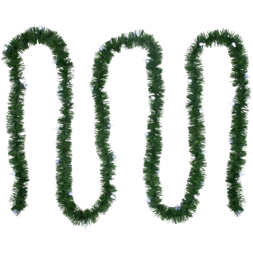 18' x 3" Pre-Lit Pine Artificial Christmas Garland, Pure White LED Faceted Lights