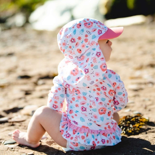 Chapeau de soleil &agrave; rabat pour b&eacute;b&eacute; Coco Mango de Calikids - Fleuri
