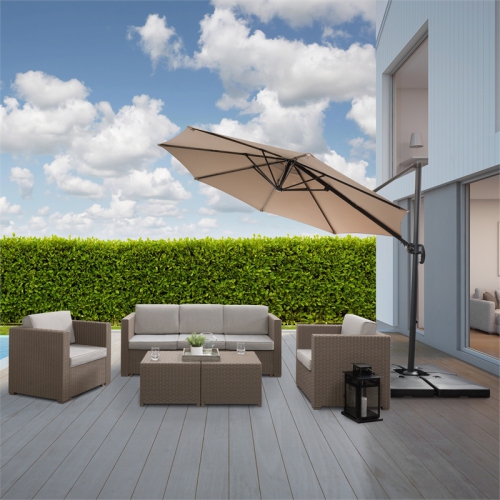CorLiving Tan Fabric Offset Patio Umbrella