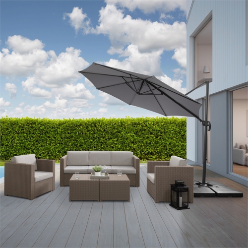 CorLiving Gray Fabric Offset Patio Umbrella