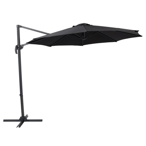 CORLIVING CANADA  Corliving Fabric Offset Patio Umbrella In Black