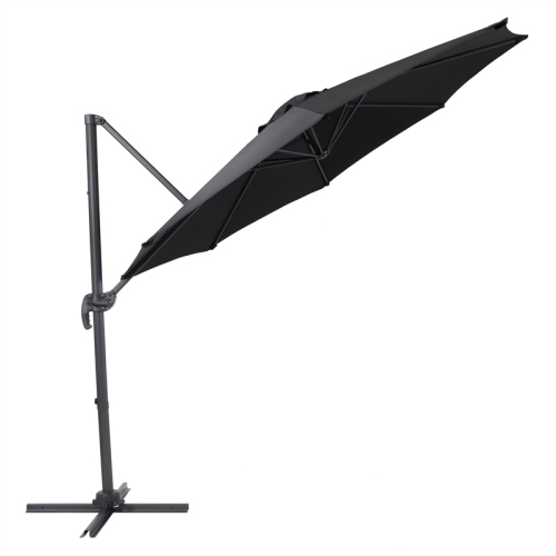 CorLiving Black Fabric Offset Patio Umbrella