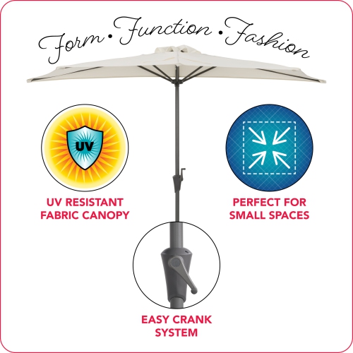 CorLiving 8.5Ft UV Resistant Half Umbrella