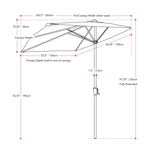 CorLiving 8.5Ft UV Resistant Half Umbrella