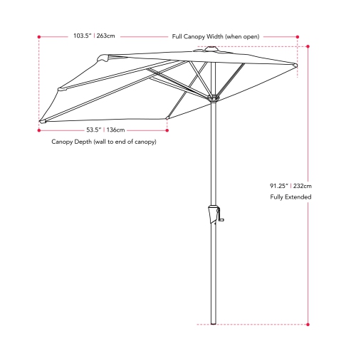 CorLiving 8.5Ft UV Resistant Half Umbrella