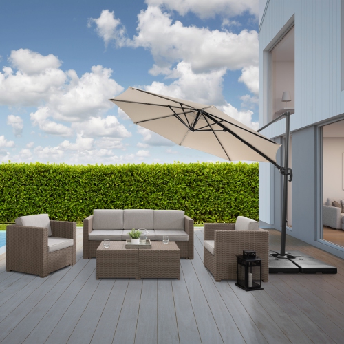 CorLiving Off White Offset Tilting Patio Umbrella