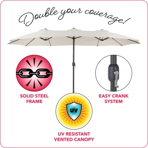 CorLiving 15ft Double Patio Umbrella