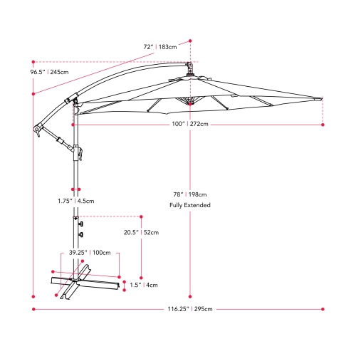 CorLiving 9ft Tilting Cantilever Patio Umbrella