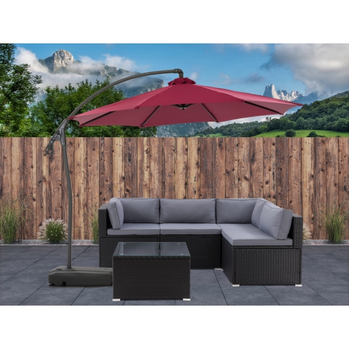CorLiving 9.5 Ft Cantilever Patio Umbrella in Wine Red
