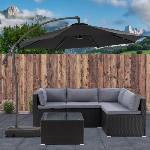 CorLiving 9.5 Ft Cantilever Patio Umbrella in Black