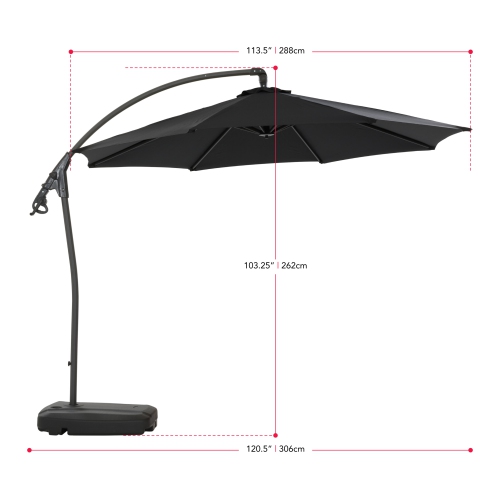 CorLiving 9.5 Ft Cantilever Patio Umbrella in Black