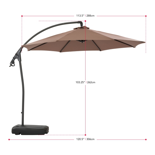 CorLiving 9.5 Ft Cantilever Patio Umbrella in Sand