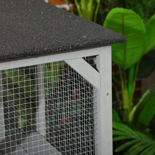 PawHut Wooden Cat Catio, 76"L Walk in Outdoor Cat House with Asphalt Roof, Platforms, Lockable Doors, 3-tier Resting Condo, Observation Window, for