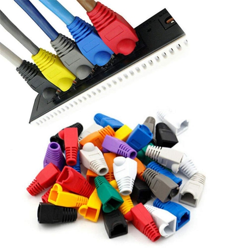 Paquet de 100 connecteurs RJ-45 rouges Cat 5e RJ45 connecteurs réseau Ethernet serre-câbles réseau RJ45 Boots fiches de raccordement RJ45