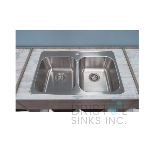 Bristol Sinks Drop-In Stainless Steel 1-Hole Double Bowl Kitchen Sink