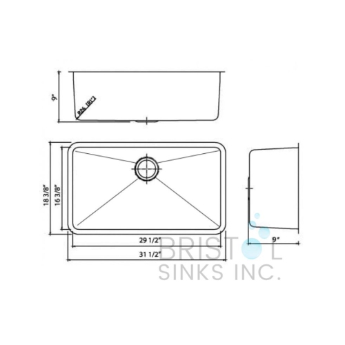 Bristol Sinks Undermount Stainless Steel Kitchen Sink 20 MM Corners