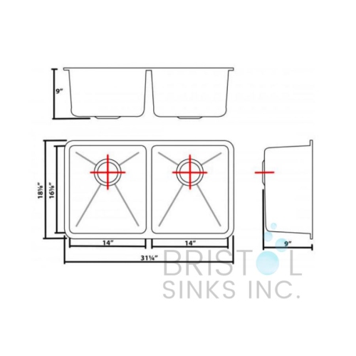 Bristol Sinks Undermount Stainless Steel Kitchen Sink 20 MM Corners