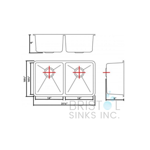 Bristol Sinks Undermount Stainless Steel Kitchen Sink 20 MM Corners