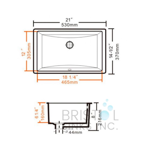 Bristol Sinks Vitreous China Rectangular Undermount Bathroom Sink
