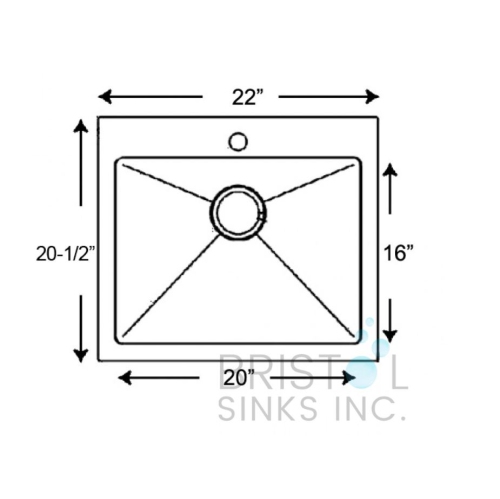 Bristol Sinks Top- Mount Stainless Steel Single Bowl Laundry Sink