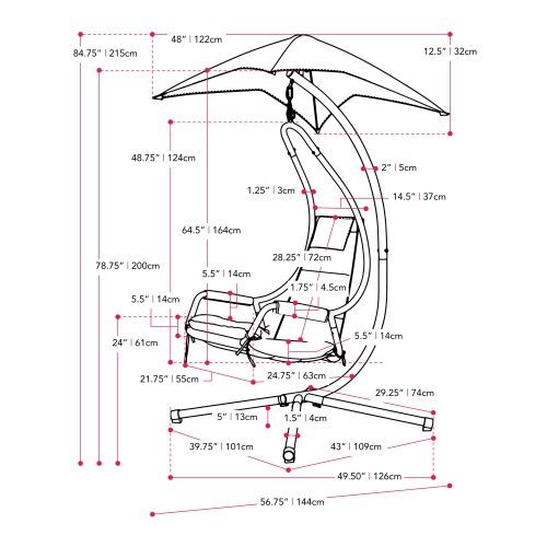 CorLiving Kinsley Chaise Lounge Chair with Canopy
