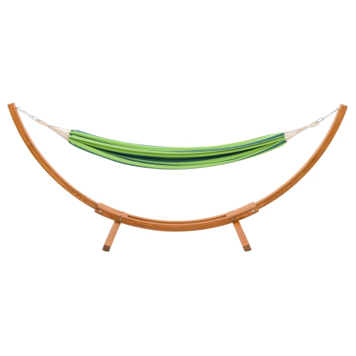 CorLiving Wood Frame Free Standing Sling Hammock in Blue and Green Stripes