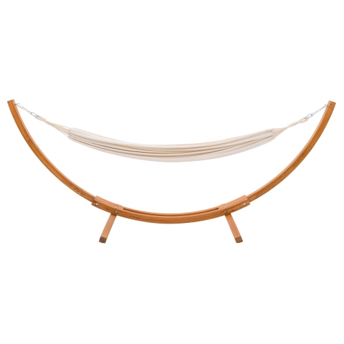 CORLIVING  Wood Frame Free Standing Sling Hammock In In Beige