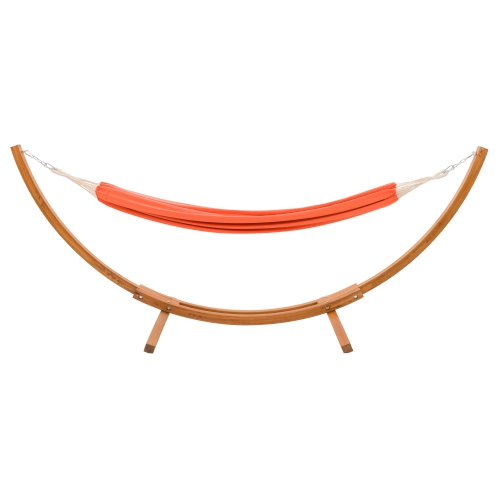 CORLIVING  Wood Frame Free Standing Sling Hammock In In Orange