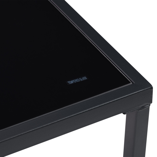 CorLiving Everett 4 Piece Patio Metal Outdoor Conversation Set with Loveseat, 2 Single Chairs and Glass Tabletop, Weather Resistant, for Small