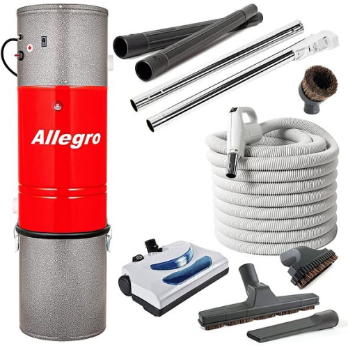 Allegro MU4101 Heavy Duty Powerful Central Vacuum System Tangential Discharge Bypass Ametek Lamb Motor Hybrid Filtration with Premium Deluxe Electric