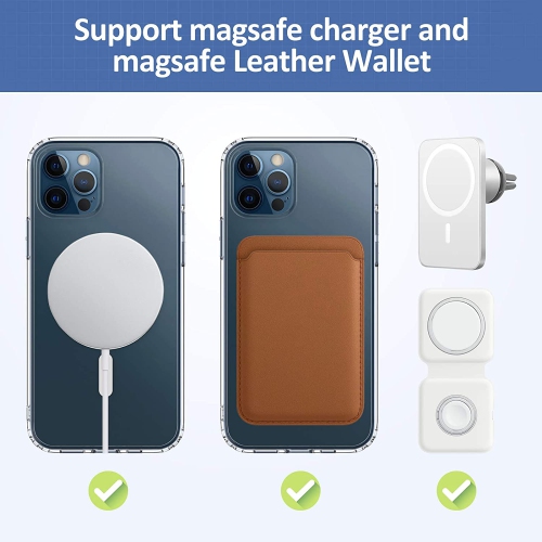 【CSmart】 Hybrid Magnetic Wireless Charging MagSafe Case Back Cover for iPhone 13 Pro, Navy