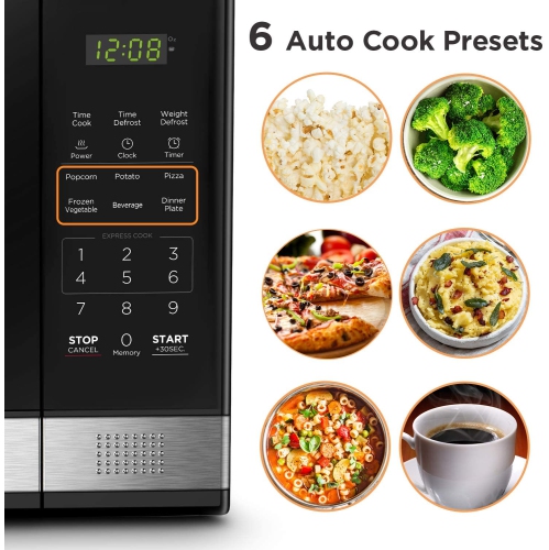 BLACK+DECKER 1.1 Cu.ft Digital Microwave Oven with Turntable Push-Button Door, Child Safety Lock, 1000W - Black/Stainless Steel