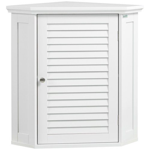 Armoire murale en coin kleankin, armoire à pharmacie, armoire de rangement pour toilettes avec porte à volets et tablette réglable pour la salle de b