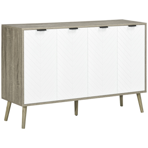 HOMCOM – Buffet moderne, armoire de rangement de cuisine de 47&nbsp;po avec 4 portes et 2 tablettes ajustables, comptoir à café, brun grisâtre