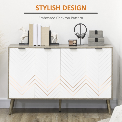 HOMCOM – Buffet moderne, armoire de rangement de cuisine de 47 po avec 4 portes et 2 tablettes ajustables, comptoir à café, brun grisâtre