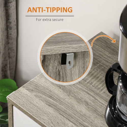 HOMCOM – Buffet moderne, armoire de rangement de cuisine de 47 po avec 4 portes et 2 tablettes ajustables, comptoir à café, brun grisâtre