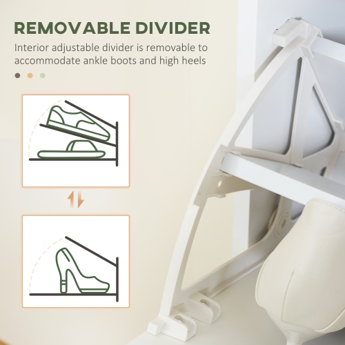 HOMCOM Narrow Shoe Cabinet with 3 Flip Drawers and Adjustable Shelves, Shoe Storage Cabinet for Hallway, Entryway, Holds 15 Pairs, High Gloss White