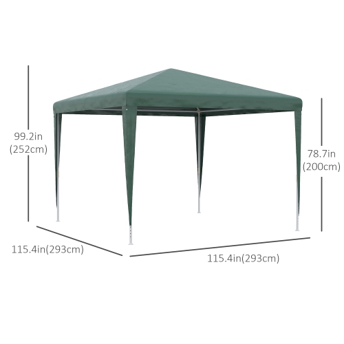 Outsunny 10x10ft Party Tent Portable Gazebo, Folding Garden Canopy Event Shelter Outdoor Sunshade, Green