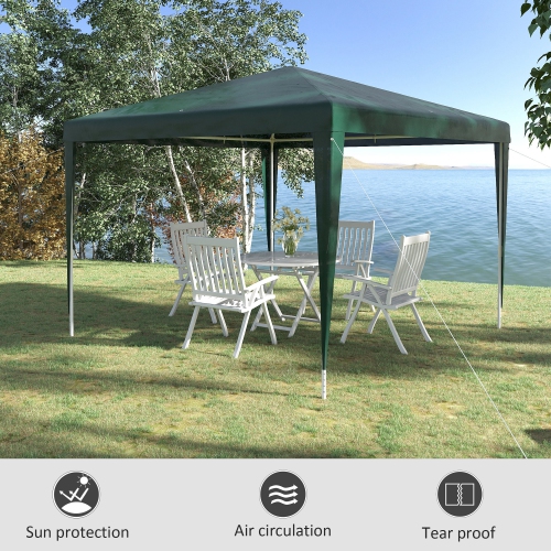 Outsunny 10x10ft Party Tent Portable Gazebo, Folding Garden Canopy Event Shelter Outdoor Sunshade, Green
