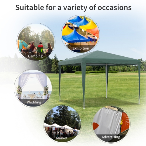 Outsunny 10x10ft Party Tent Portable Gazebo, Folding Garden Canopy Event Shelter Outdoor Sunshade, Green